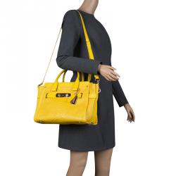 Coach Yellow Python Embossed Leather Swagger 27 Tote