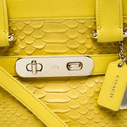 Coach Yellow Python Embossed Leather Swagger 27 Tote