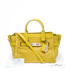 Coach Yellow Python Embossed Leather Swagger 27 Tote