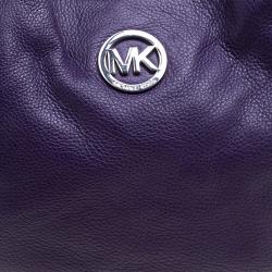 Pre Owned Michael Kors Purple Leather Fulton Shoulder Bag