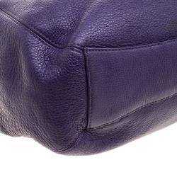Pre Owned Michael Kors Purple Leather Fulton Shoulder Bag
