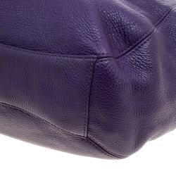 Pre Owned Michael Kors Purple Leather Fulton Shoulder Bag