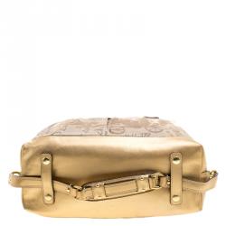 مملوكة مسبقًا Coach Beige/Gold Fabric and Leather Satchel