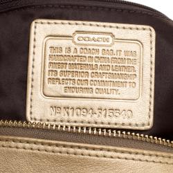 مملوكة مسبقًا Coach Beige/Gold Fabric and Leather Satchel