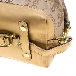 مملوكة مسبقًا Coach Beige/Gold Fabric and Leather Satchel