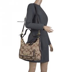 Pre Owned Coach Biege Fabric Courtenay Crossbody Bag