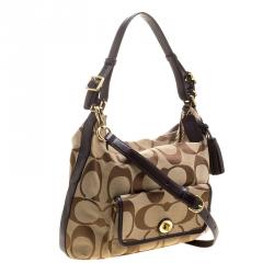 Pre Owned Coach Biege Fabric Courtenay Crossbody Bag