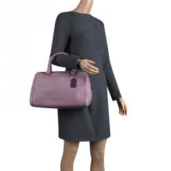 Pre Owned Coach Lilac Leather Boston Bag
