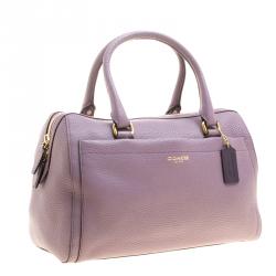 Pre Owned Coach Lilac Leather Boston Bag