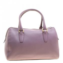 Pre Owned Coach Lilac Leather Boston Bag