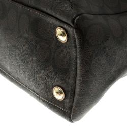 مملوكة مسبقًا Coach Brown Signature Coated Canvas Nancy Stripe Satchel