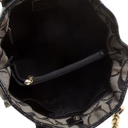 Pre Owned Coach Black/Grey Signature Canvas Poppy North South Tote