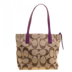 Pre Owned حقيبة كوتش كانفاس بيج/وردي