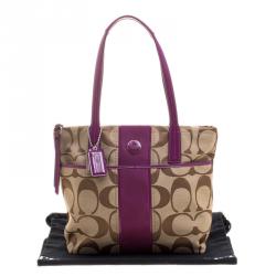 Pre Owned حقيبة كوتش كانفاس بيج/وردي