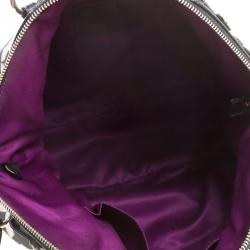 Pre Owned Coach Madison Black Op Art Sateen and Leather Satchel