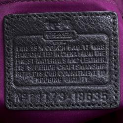 Pre Owned Coach Madison Black Op Art Sateen and Leather Satchel