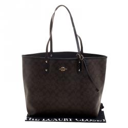Coach  Brown/Black Coated Canvas Reversible City Tote