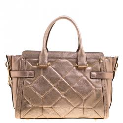 Coach Rose Gold Patchwork Metallic Leather Swagger 27 Carryall Tote