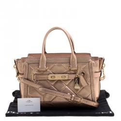 Coach Rose Gold Patchwork Metallic Leather Swagger 27 Carryall Tote