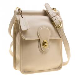 Pre Owned Coach Beige Leather Murphy Crossbody Bag