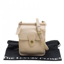 Pre Owned Coach Beige Leather Murphy Crossbody Bag