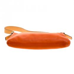 Pre Owned Coach Orange and Beige Leather Shoulder Bag