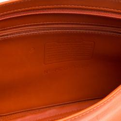 Pre Owned Coach Orange and Beige Leather Shoulder Bag