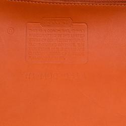 Pre Owned Coach Orange and Beige Leather Shoulder Bag
