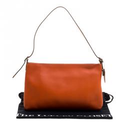 Pre Owned Coach Orange and Beige Leather Shoulder Bag