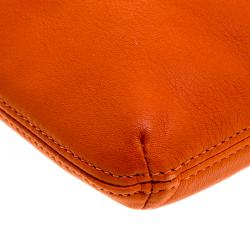 Pre Owned Coach Orange and Beige Leather Shoulder Bag