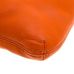 Pre Owned Coach Orange and Beige Leather Shoulder Bag