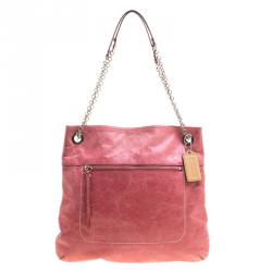 Pre Owned Coach Pink Leather Slim Camellia Shoulder Bag