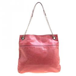Pre Owned Coach Pink Leather Slim Camellia Shoulder Bag