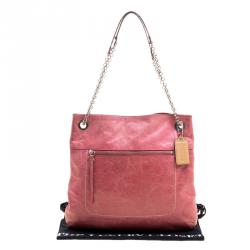 Pre Owned Coach Pink Leather Slim Camellia Shoulder Bag
