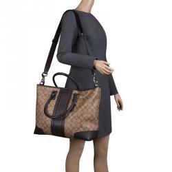 Coach Beige/Brown Signature Coated Canvas Weekender Tote