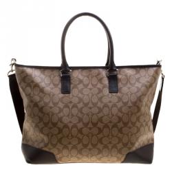 Coach Beige/Brown Signature Coated Canvas Weekender Tote