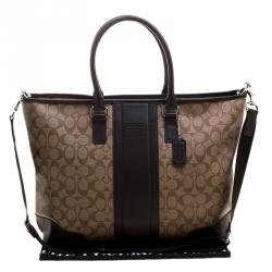 Coach Beige/Brown Signature Coated Canvas Weekender Tote