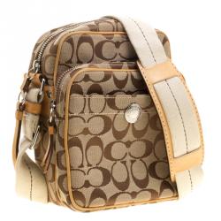 Coach Tan/Beige Signature Canvas Crossbody Bag
