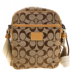 Coach Tan/Beige Signature Canvas Crossbody Bag