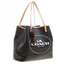 Pre Owned Coach Black Coated Canvas and Leather Metro Horse Carriage Shopper Tote