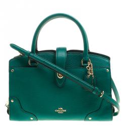 Coach Green Pebbled Leather Mercer 24 Satchel