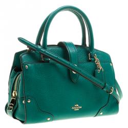 Coach Green Pebbled Leather Mercer 24 Satchel