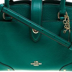 Coach Green Pebbled Leather Mercer 24 Satchel