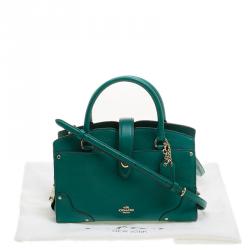 Coach Green Pebbled Leather Mercer 24 Satchel
