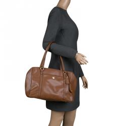 Pre Owned Coach Brown Saffiano Leather Satchel