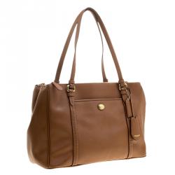Pre Owned Coach Brown Saffiano Leather Satchel