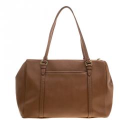 Pre Owned Coach Brown Saffiano Leather Satchel