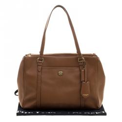 Pre Owned Coach Brown Saffiano Leather Satchel