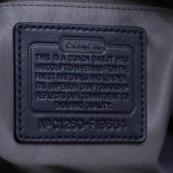 Pre Owned حقيبة يد كوتش جلد لامع وجاكارد شهير أوبتك رمادية/ زرقاء