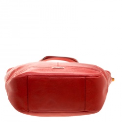 Pre Owned Coach Vermilion Red Leather Park Signature North South Tote